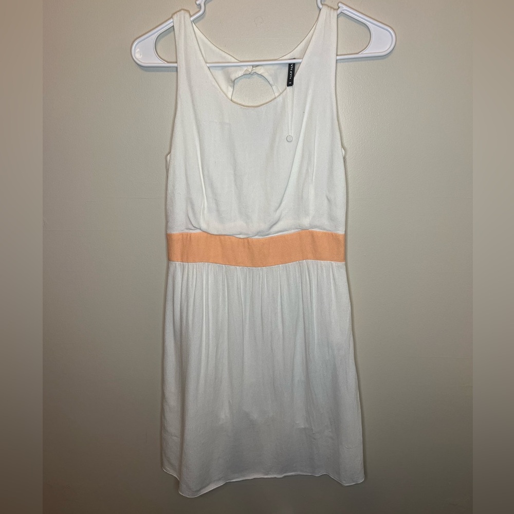 Naf Naf Woman White/Orange Sleeveless Dress  Knee Length Size 36 (US 4) NWOT